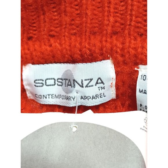Vintage Sostanza Sweater Womens Size M Pumpkin Orange Pullover NOS Oversized 80s - Picture 8 of 11
